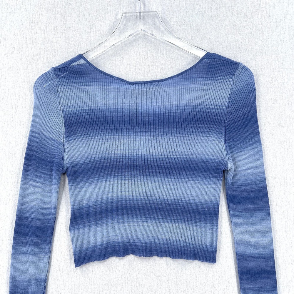 PALOMA WOOL Sweater Womens Medium Blue Sauce Button Ribbed Knit Cropped Top NWT - Picture 8 of 16